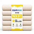 5 X Cotton Twill Dust Sheets For Painting & Decorating 100% Large (12ftx12ft)