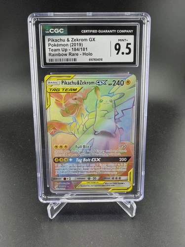 Sun And Moon Team Up Pikachu & Zekrom GX 184/181 Secret Rare Rainbow Holo CGC9.5