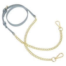 Adjustable Leather Chain Straps, 49" Purse Chain Strap Gray Blue, Gold 