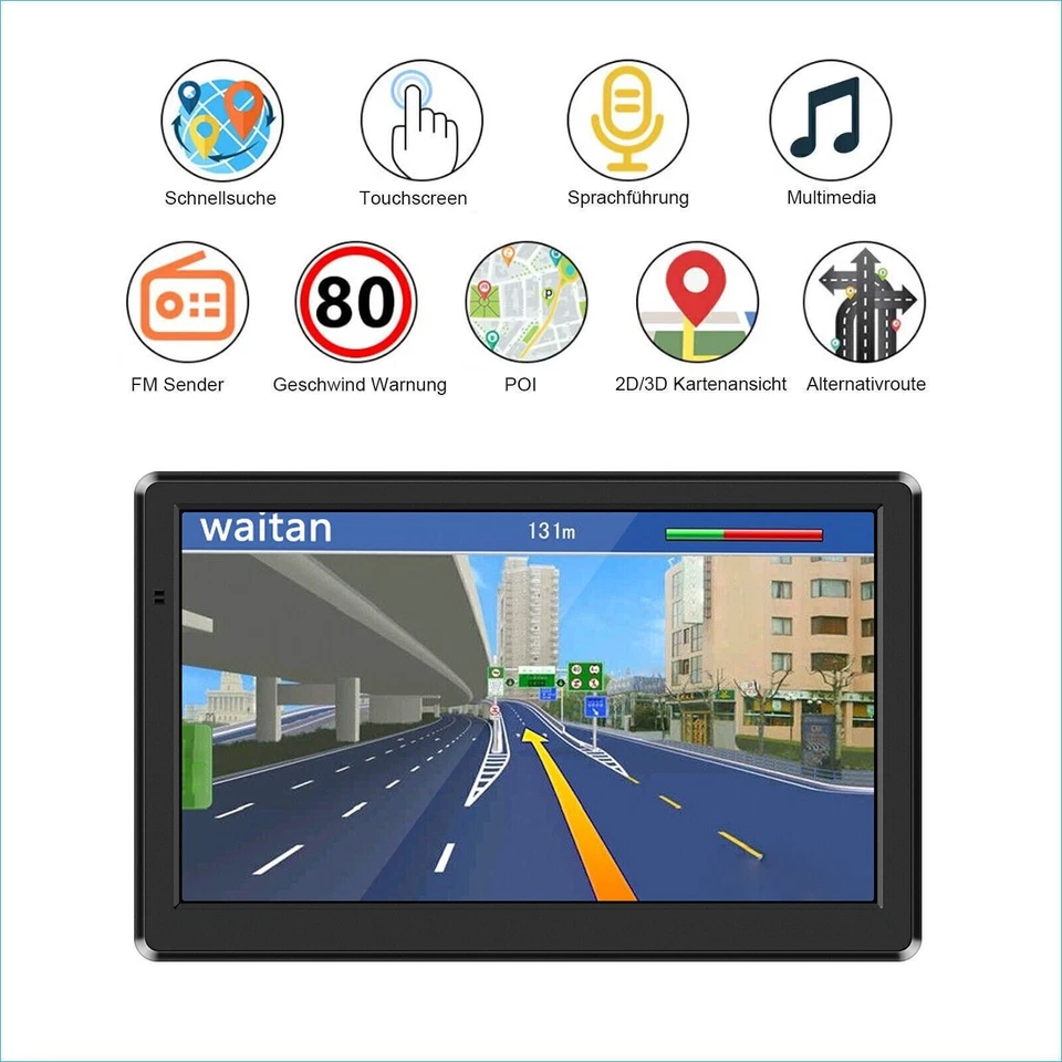 7 Zoll GPS Navi Navigation für Auto LKW PKW Navigationsgerät 8GB EU Karte 2025 - Bild 3 von 4