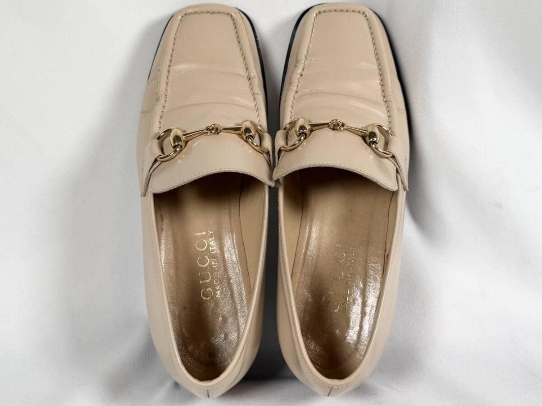 GUCCI Women's Loafers Horsebit Leather Beige Size:35/JP:22 147839K Authentic thumbnail 8