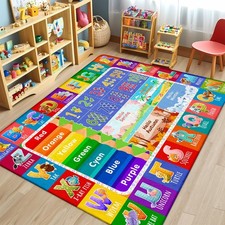 5x7 Kids Rug for Classroom  Playroom - ABC Alphabet Educational Area Rug wit...