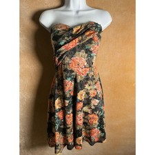 American Rag Cie Strapless Floral Print Fit Flare Dress Women Size L