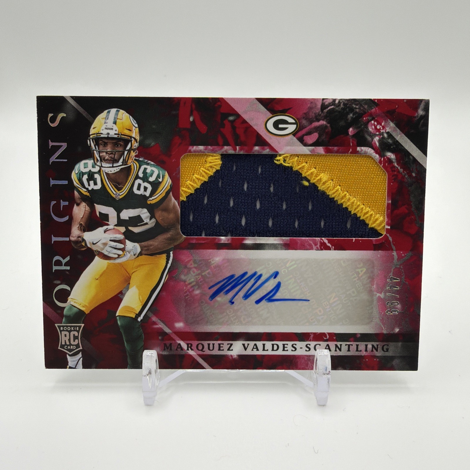 Marquez Valdes-Scantling Panini Origins #136 Autograph Jumbo Patch Red