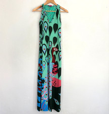 Save the Queen Peacock Dress Women Size Small Tank Maxi Multicolor