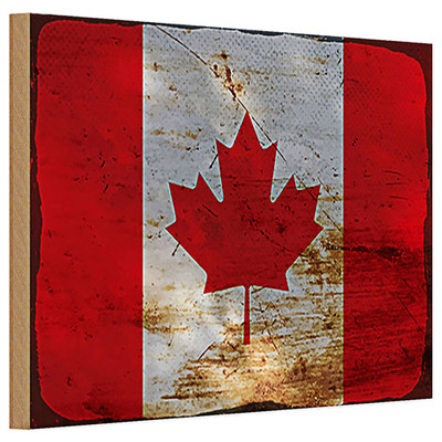 Holzschild Flagge Kanada 30x20cm Flag of Canada Rost