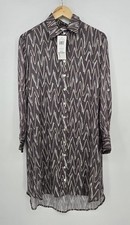 NWT $330 Finley Collared Shirt Dress Gray Zigzag Shell Button Womens S USA Made
