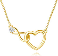 Infinity Love Heart Necklace Bracelet 925 Sterling Sliver Gold Plated Dainty Sim