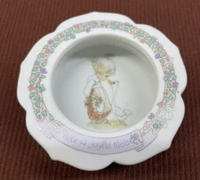 1992 Enesco Precious Moments Trinket Dish W/lid Make A Joyful Noise 3-3 1/2 Inch