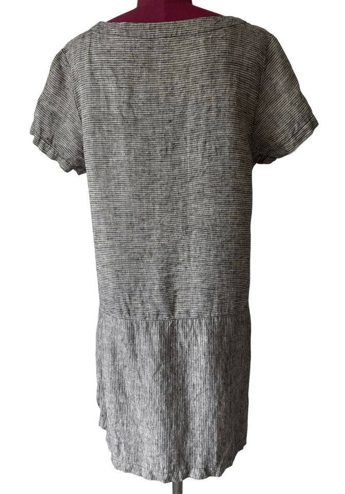 Vestido Garnet Hill Lino Cintura Caída Talla 10 Gris Mini Lagenlook Manga Corta Foto 2 de 4