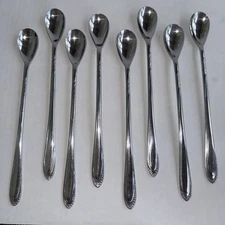 Vtg Nakazato Stainless Steel Teardrop Ice Tea Spoons MCM Japan 7.75” Set Of 8