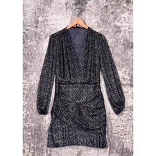 Maje Dress 40 / US Large Womens Metallic Vine Print Balloon Sleeve Mini