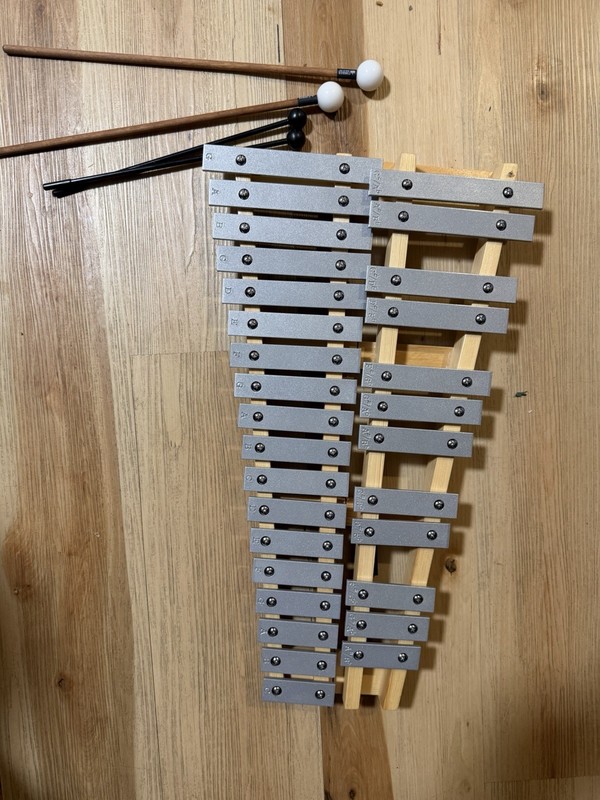 Glarry 25 Note Glockenspiel Xylophone Bell Kit with Case & Mallets