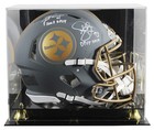 Steelers Harrison & Polamalu Signed Slate F/S Speed Proline Helmet W/ Case BAS W