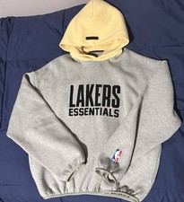 Fear of God ESSENTIALS Los Angeles Lakers NBA Basketball Pullover Hoodie Gray