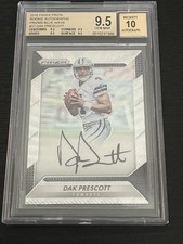 2016 Panini Prizm #17 Dak Prescott Rookie Blue Wave /149 Auto 10 Beckett 9.5