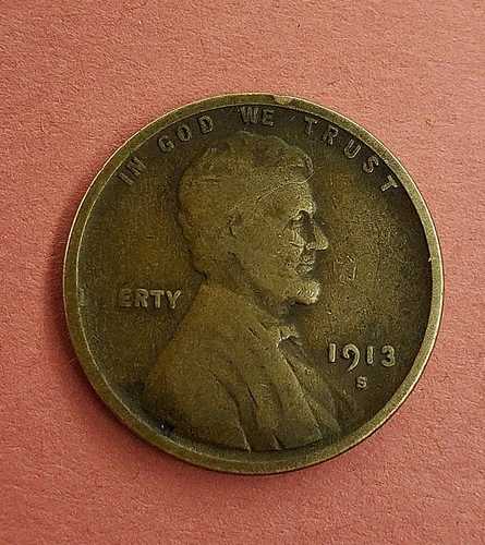 Semi-key date 1913 s Lincoln wheat cent penny coin in very good condition