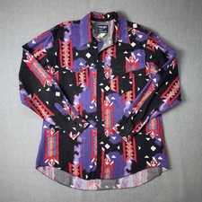 VTG Wrangler Brushpopper Shirt Men 18-36 X Long Tails Aztec Cowboy Cut Western