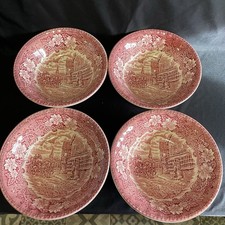 Vintage Royal Tudor Ware Coaching Taverns  4 Cereal Bowls 17cm  Diam -Ex Cond