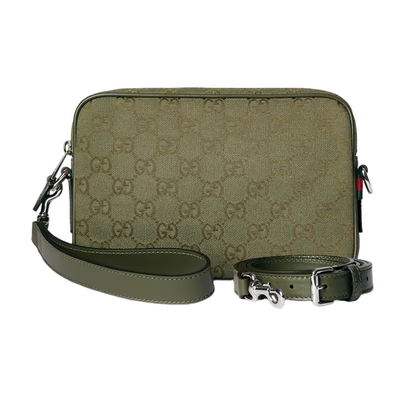 GUCCI ダークグリーン ショルダーバッグ GUCCI $1890 Forest Green GG Canvas Small Crossbody Bag New