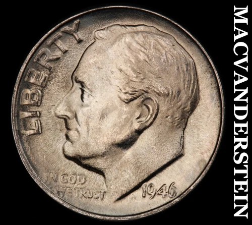 1946-D Roosevelt Dime- Silver- Choice Gem Brilliant Uncirculated Luster #J241
