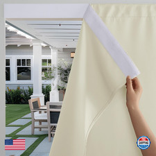 RYB HOME No-Rod Windproof Outdoor Curtains for Patio Waterproof with Adhesive Ta