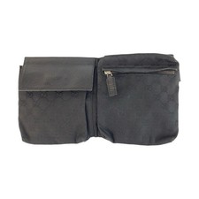 GUCCI 28566 Body bag marsupio in vita nero argentohardware GG tela/pelle GG
