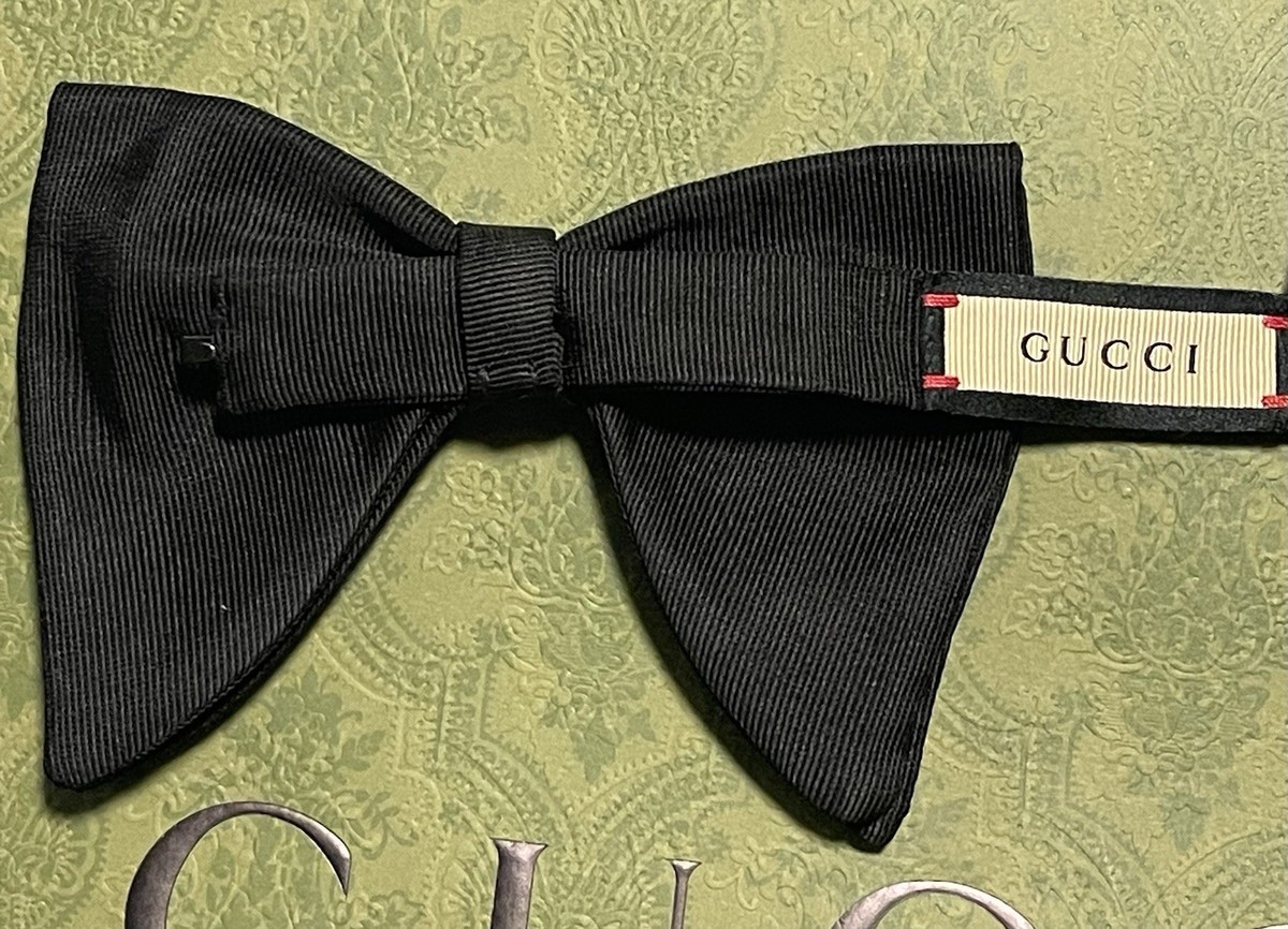 New GUCCI Silk Bow Tie Black Made in Italy | eBay