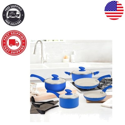 Ultimate Nonstick Induction Cookware - 12-Piece Cobalt Blue Kitchen Essentials