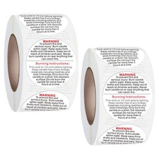2 Rolls Stickers for Candle Making Warning Decals Safety Jar Container