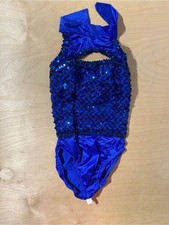 Fina Blue Sequin Halter Costume Leotard SA RX