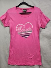 Graceland Elvis Presley Pink Heart Tshirt Long Length Medium King of Rock & Roll