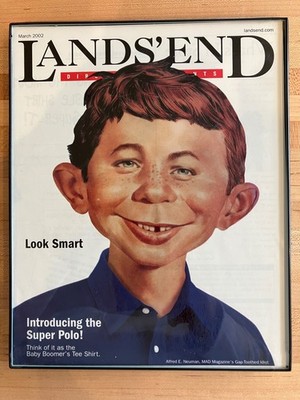 Framed Lands End Catalog Cover of Alfred E Neuman ''Look Smart''