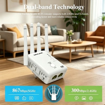 Wavlink AC1200 Router Wifi Extender Booster Wireless Repeater Dual Band WallPlug