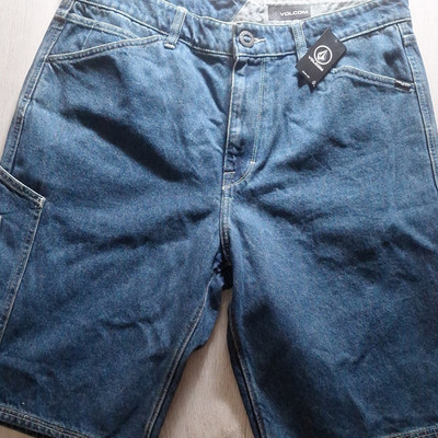 Volcom Utility Denim Shorts Relaxed Herren Cargo Blau Größe 36 Stone-Waschung