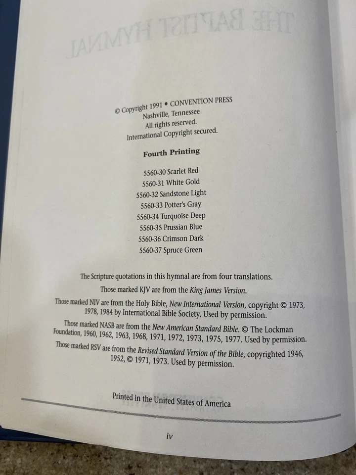 The Baptist Hymnal 1991 Prussian Blue Vinyl Cover Convention Press Nashville TN Foto 3 de 4