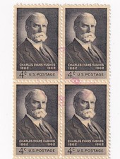 STAMP US SCOTT 1195  Charles E. Hughes  4 CENT 1962 USED BLOCK OF 4 - B