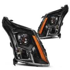 For 2010-16 Cadillac SRX Headlights Projector Black Housing Headlamps w/ Bulbs