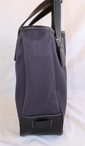 Coach Hampton Black Canvas Leather Tote Bag 7706 - Picture 7 of 24