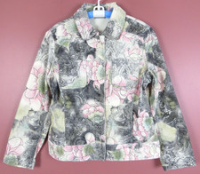 CJ0844 CHICOS Women's 98 Cotton Corduroy Jacket 3/4 Sleeve Floral Multi 1 S