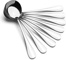 Soup Spoons, Wholesale Spoons Silverware, Round Stainless Steel Spoon Set 8 