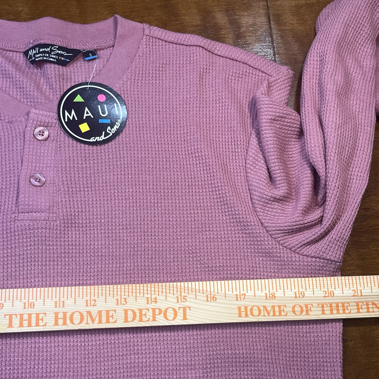 MAUI AND SONS Pullover Thermal Waffle Henley Pullover Surfer Beach Rose Small image 5