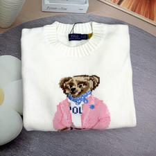 POLO RALPH LAUREN Women s Large White Polo Bear Crewneck