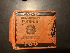 Vintage 100 Bill Benjamin Franklin Novelty Bifold Wallet PU Leather Money Print