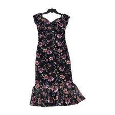 Siena Women's Dress Size 2 Black Floral Lace Off-Shoulder Sweetheart A-Line 48