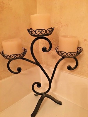 Wrought Iron Candle Holder Fireplace Candelabra Centerpiece Pillar