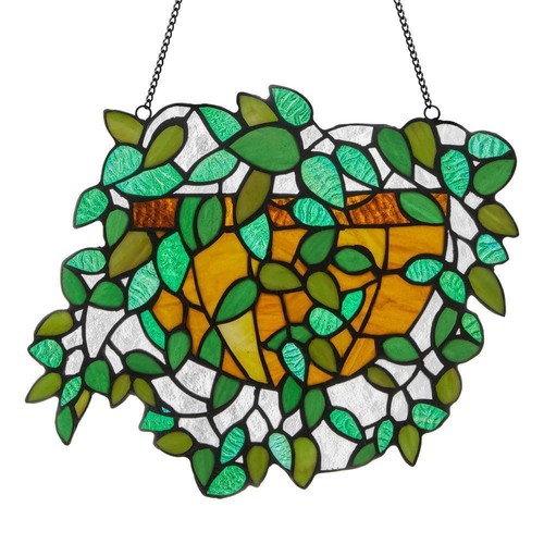 River Of Good Stained Glass Panel Window Art Panel HangingPlant Green/Multicolor