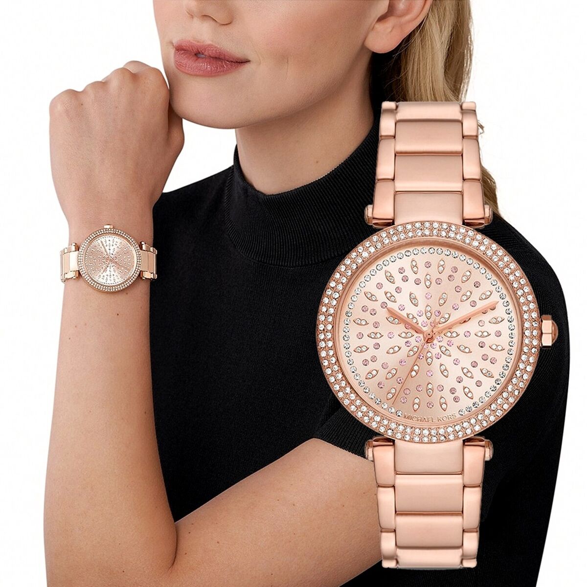 Michael Kors Watch Women's Watch Wristwatch MK7286 Parka IP Rose Gold New