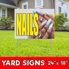 NAILS Yard Sign Corrugate Plastic with H-Stakes manicure beauty barber shop spa
