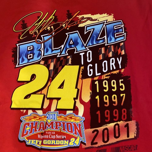 VINTAGE JEFF GORDON #24 DUPONT RED CHASE 2001 BLAZE TO GLORY NASCAR SHIRT SIZE L - Picture 4 of 6